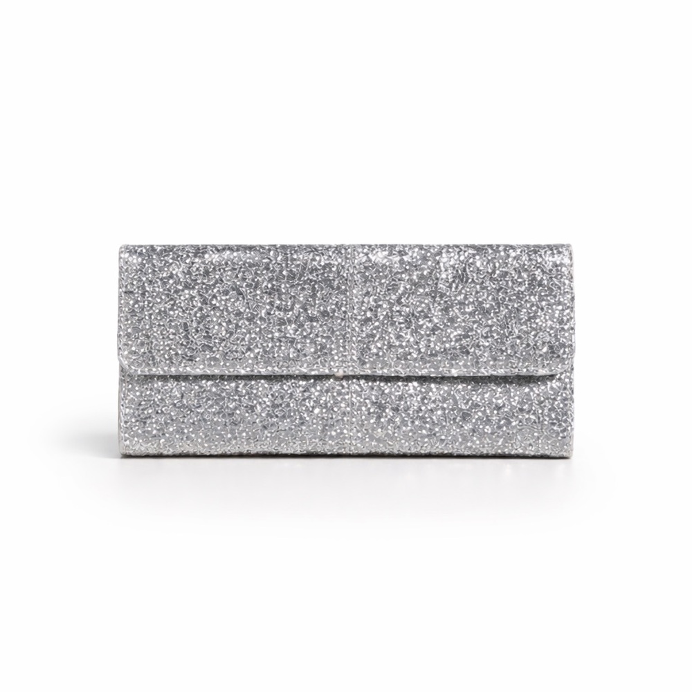 Silver Glitter Clutch Evening Wedding Prom